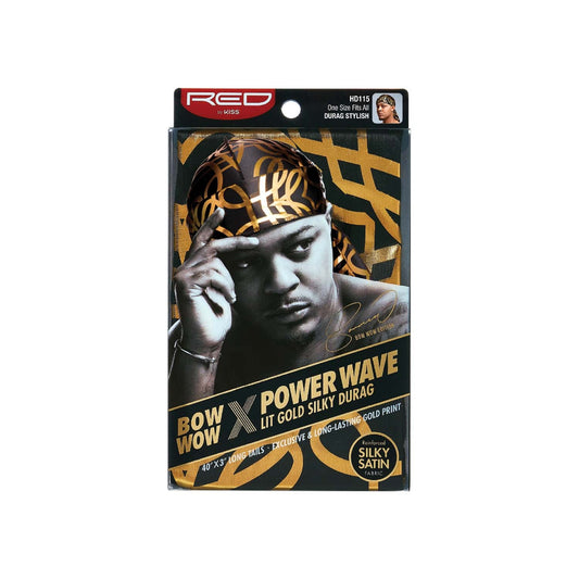 Red by Kiss Bow Wow X Power Wave Lit Gold Silky Durag - Durag Stylish - #HD115