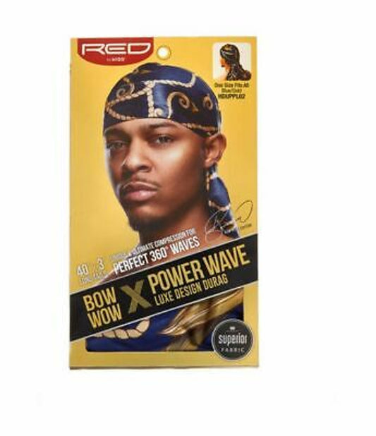 Red by Kiss Bow Wow X Power Wave Luxe Design Durag - Blue and Gold - #HDUPPL02