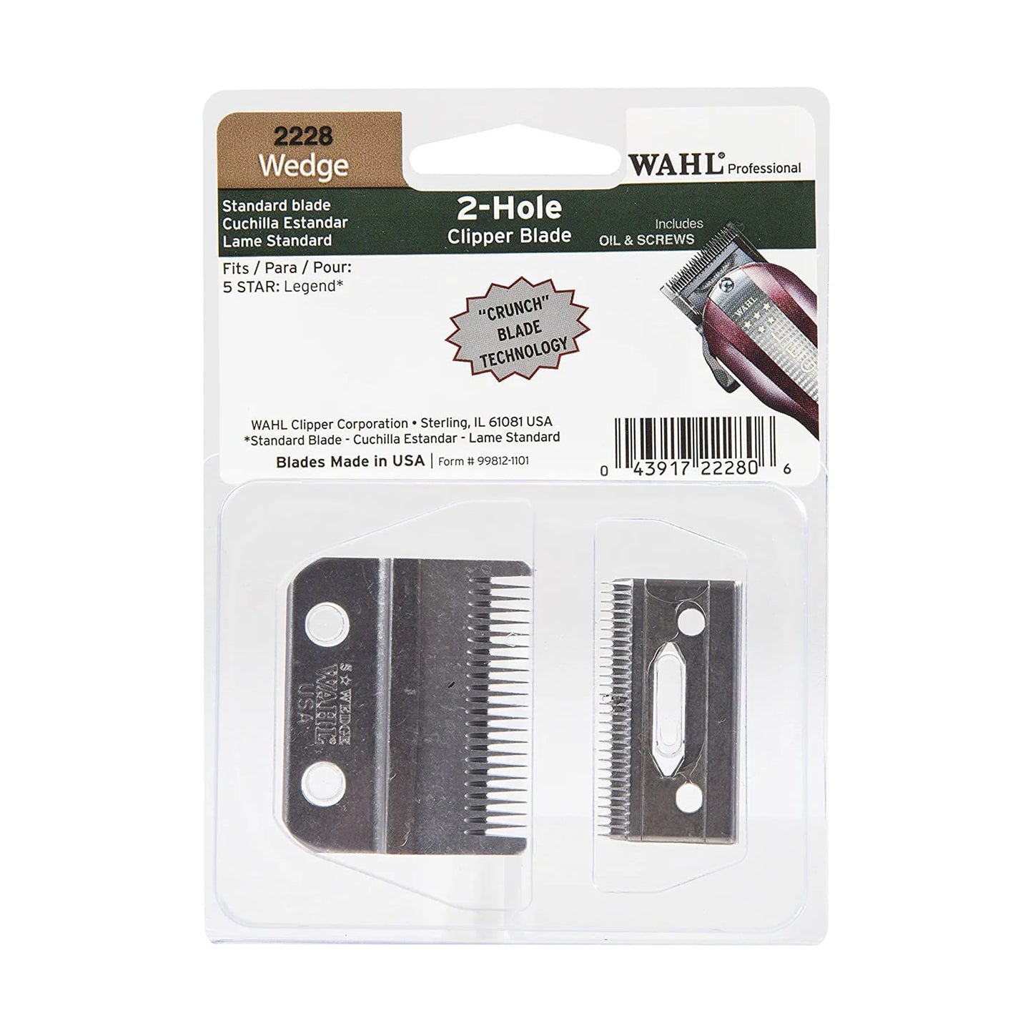 WAHL Professional Wedge 2 Hole Standard Clipper Blade - Model #2228