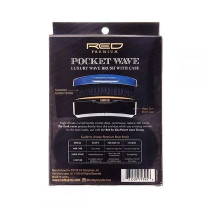 Red Premium Pocket Wave x Bow Wow Luxury Curved Wave Brush Hard - BR33