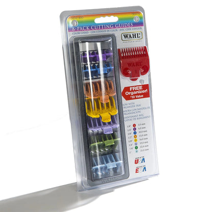 WAHL Professional 8 Color Coded Cutting Guides with Organizer - Model #3170-400