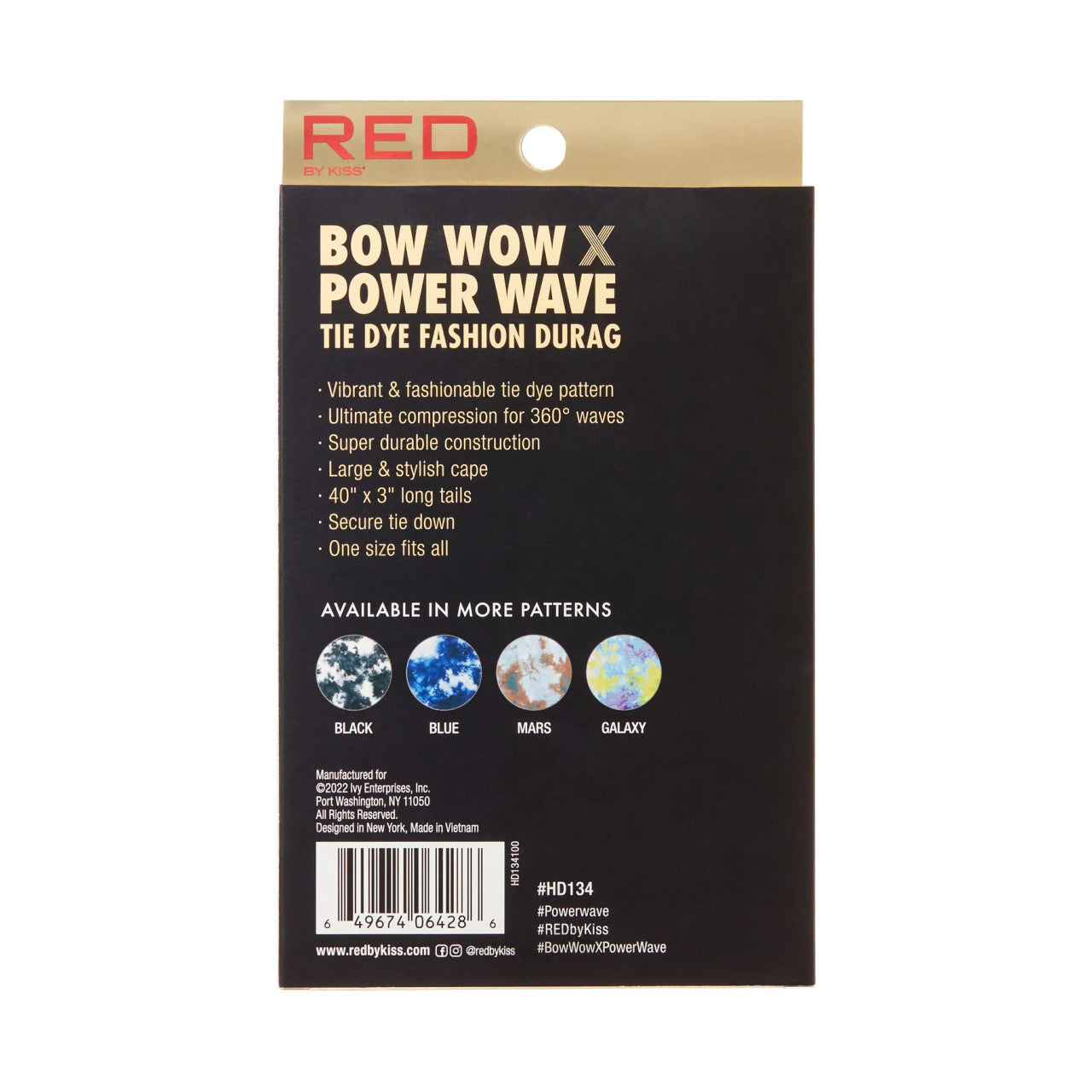 Red by Kiss BOW WOW X Power Wave Tie Dye Fashion Durag - Galaxy - HD134