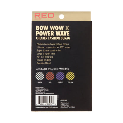Red by Kiss BOW WOW X Power Wave Checker Fashion Durag - Yellow - HD138