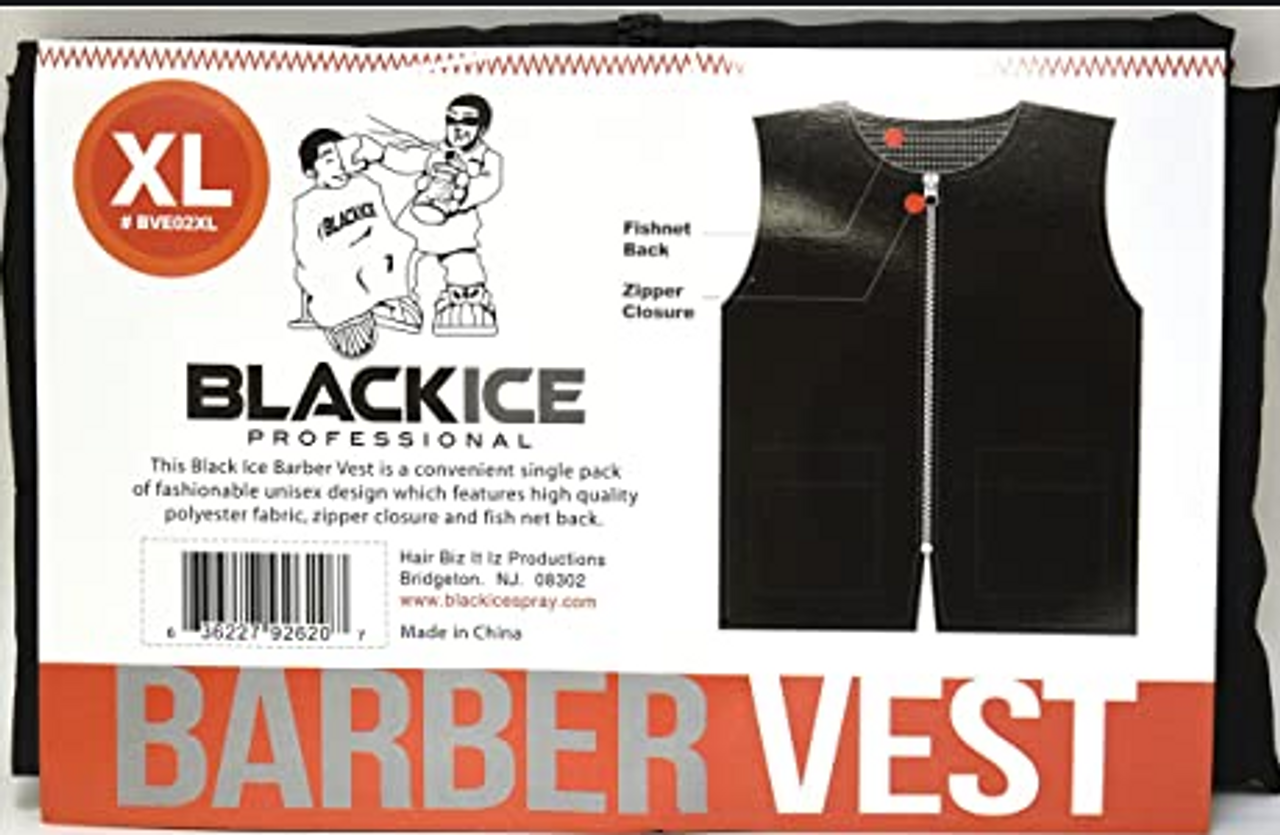 Black Ice Professional Barber Vest - Black - XL