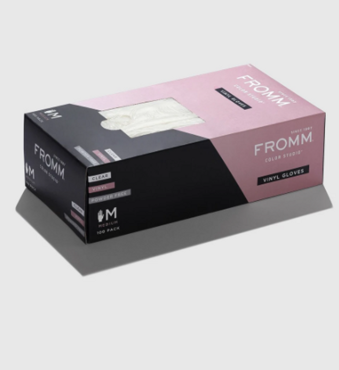 Fromm Color Studio Professional Vinyl Gloves - Medium - Black - 100 Pack