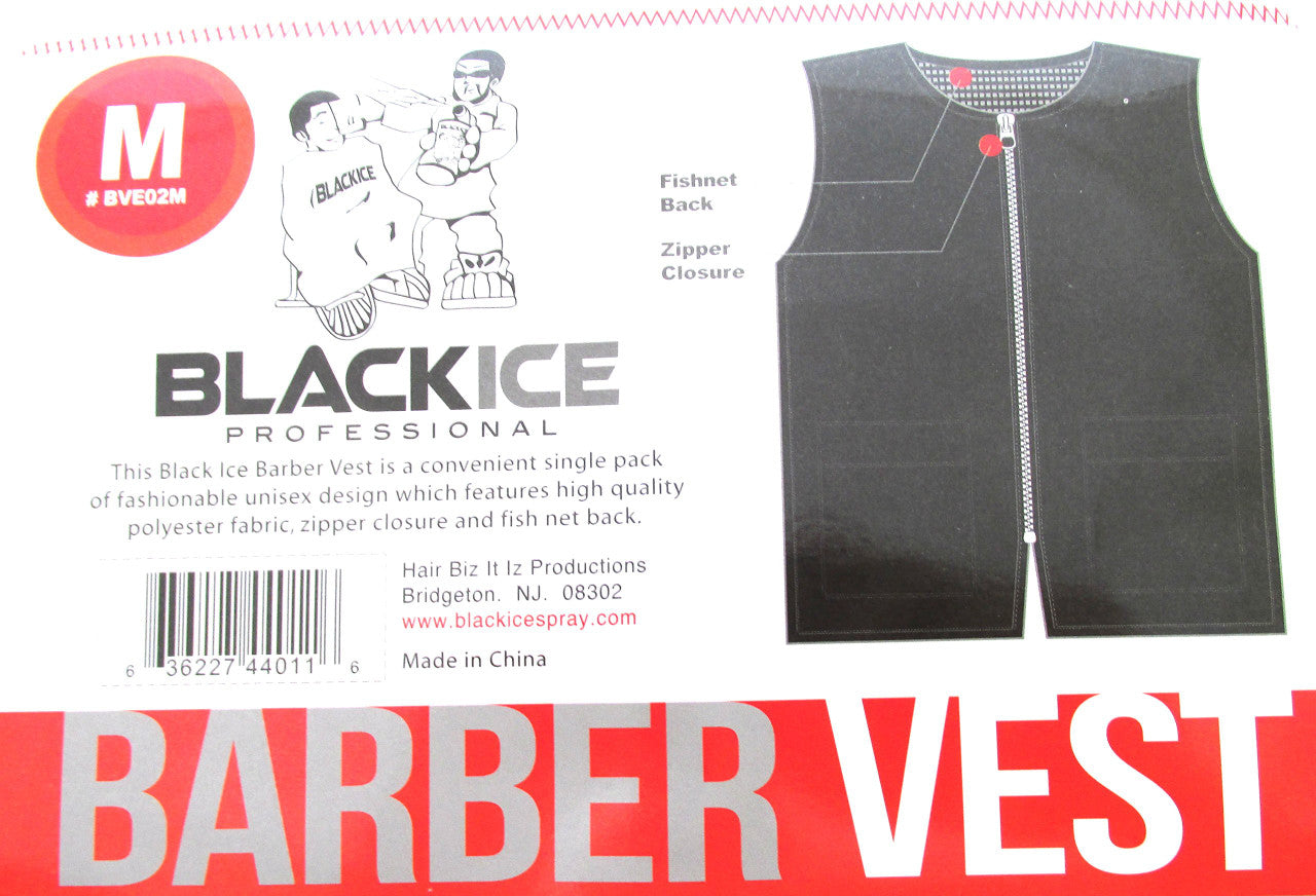 Black Ice Professional Barber Vest - Black - Medium
