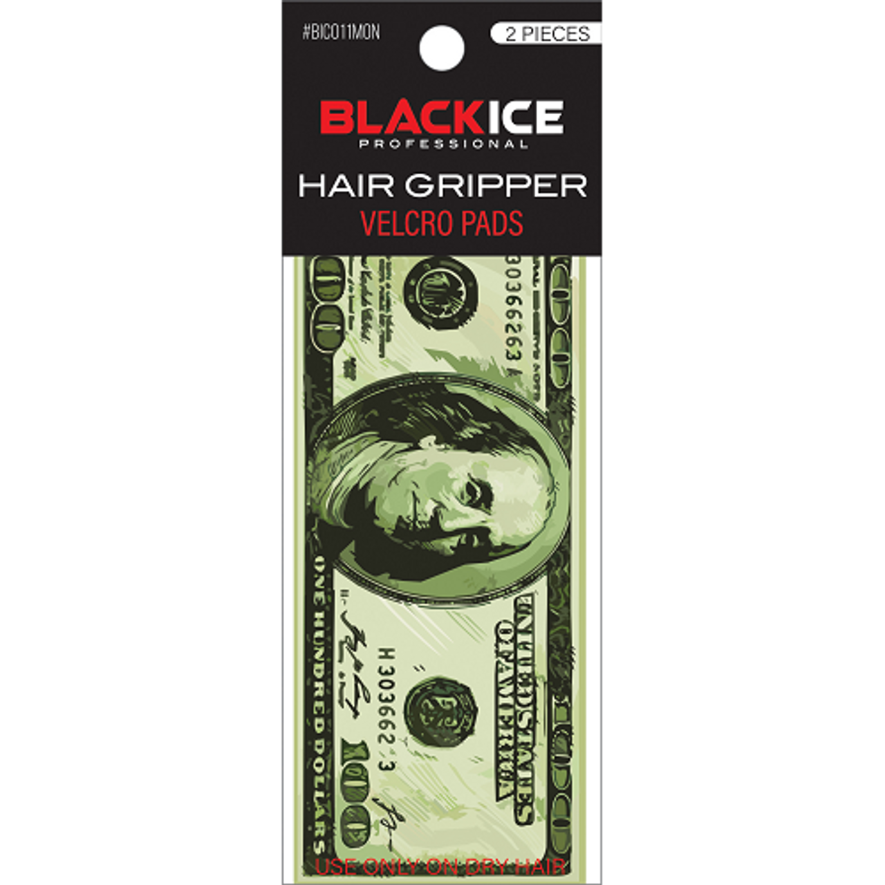 Black Ice Professional Hair Gripper Velcro Pads - Money - 2pcs.