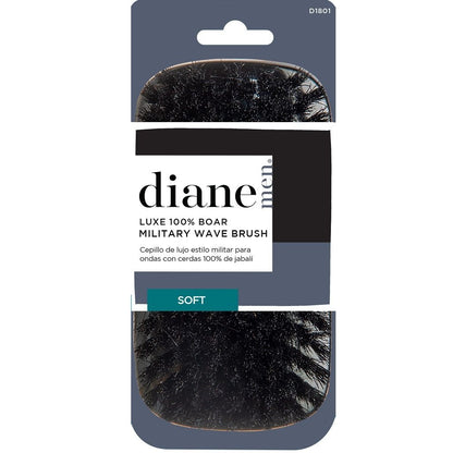 Diane Men Luxe 100% Boar Military Wave Brush - Soft / Black - #D1801