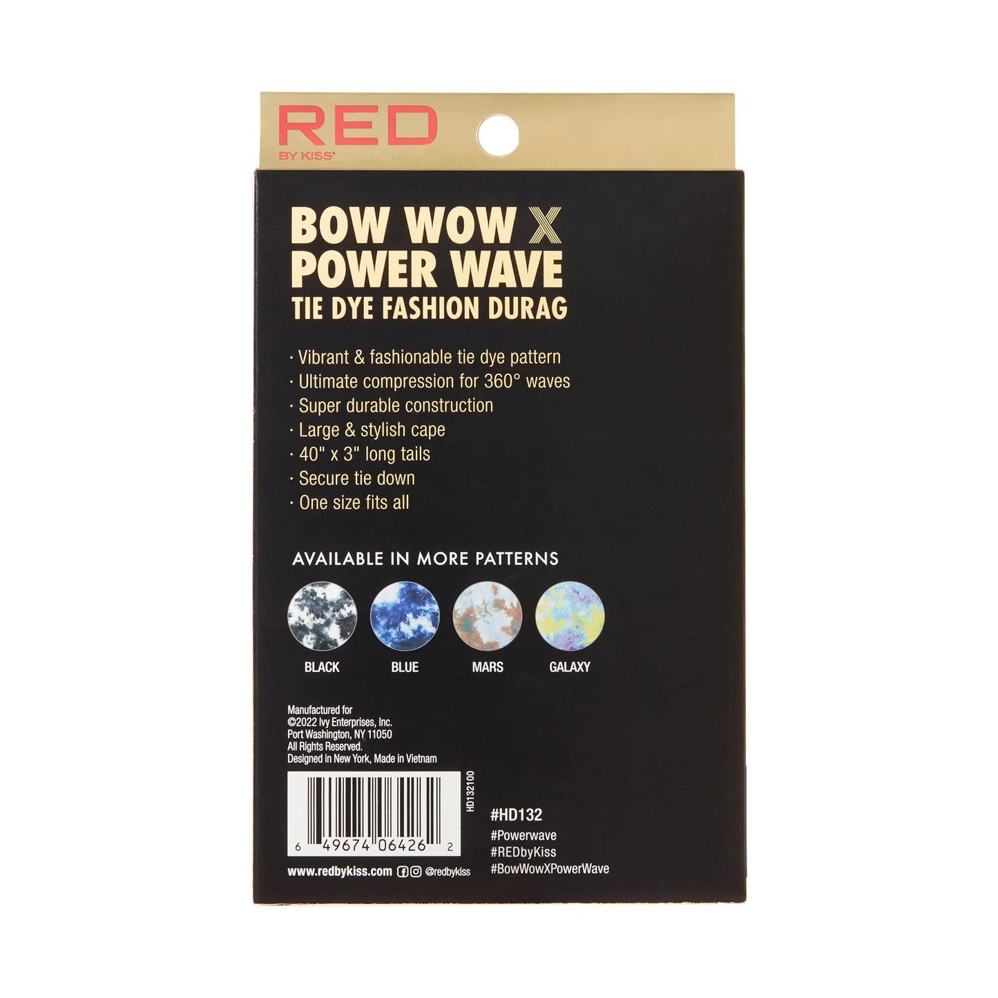Red by Kiss BOW WOW X Power Wave Tie Dye Fashion Durag - Blue - HD132