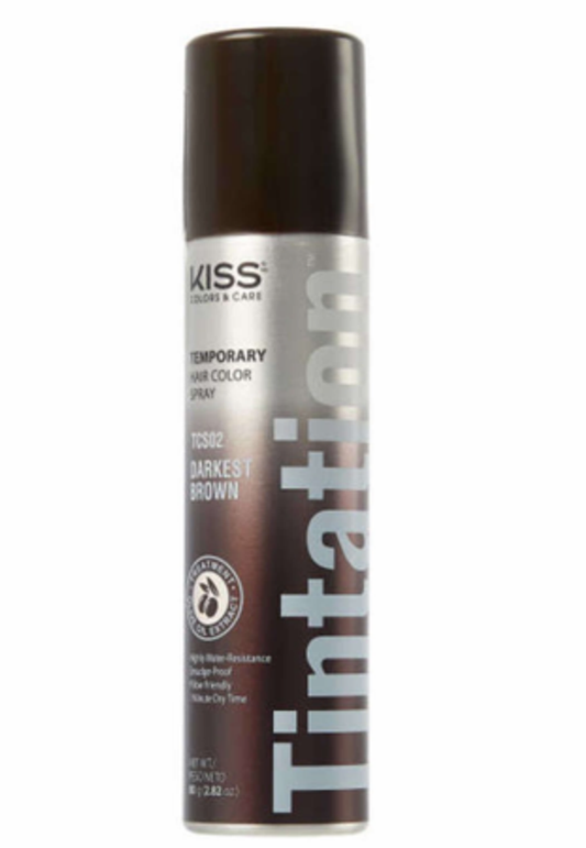 Kiss Colors and Care Tintation Temporary Hair Color Spray - Darkest Brown - 2.82oz.