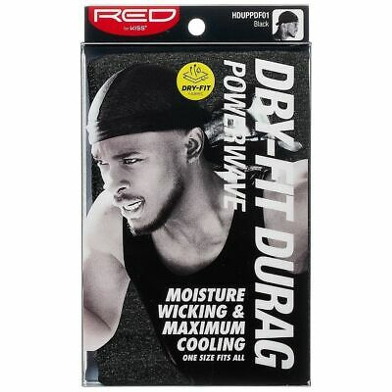 Red by Kiss Power Wave Dry Fit Durag - Black - #HDUPPDF01