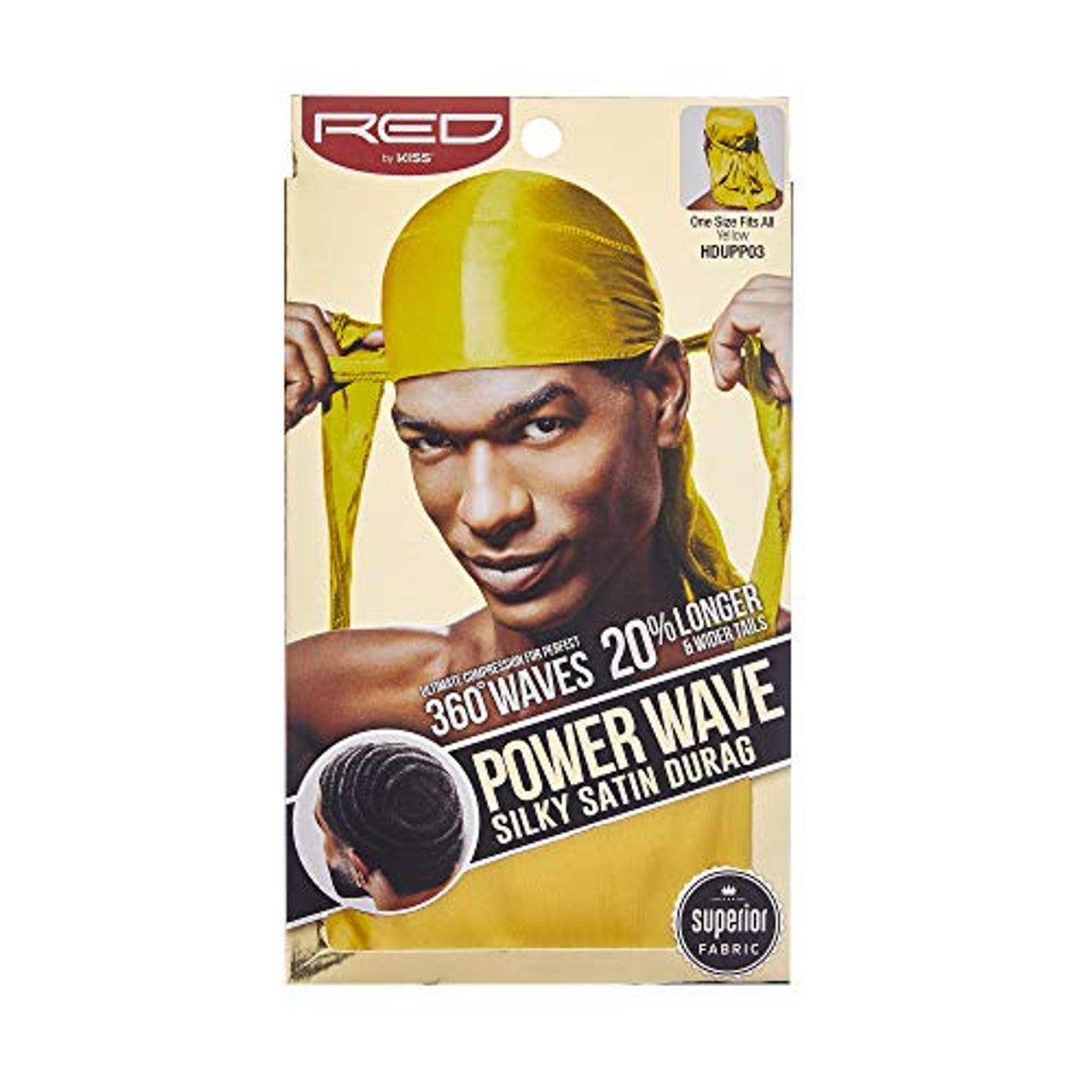 Red by Kiss Power Wave Silky Satin Durag - Yellow - #HDUPP03