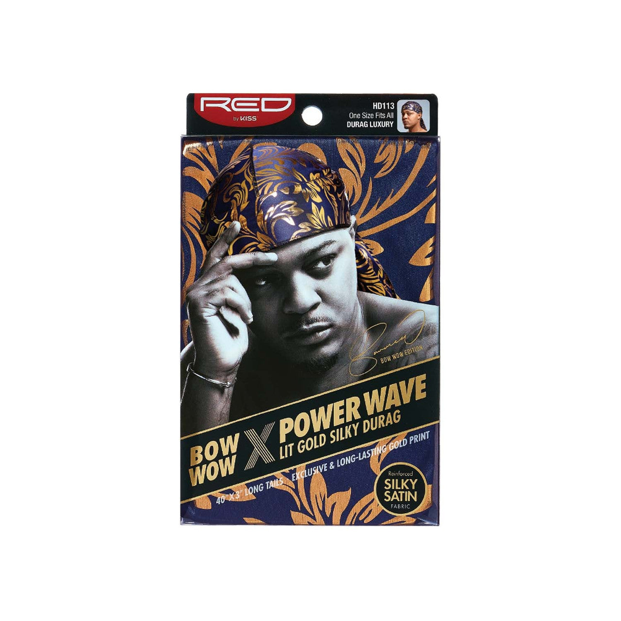 Red by Kiss Bow Wow X Power Wave Lit Gold Silky Durag - Durag Luxury - #HD113