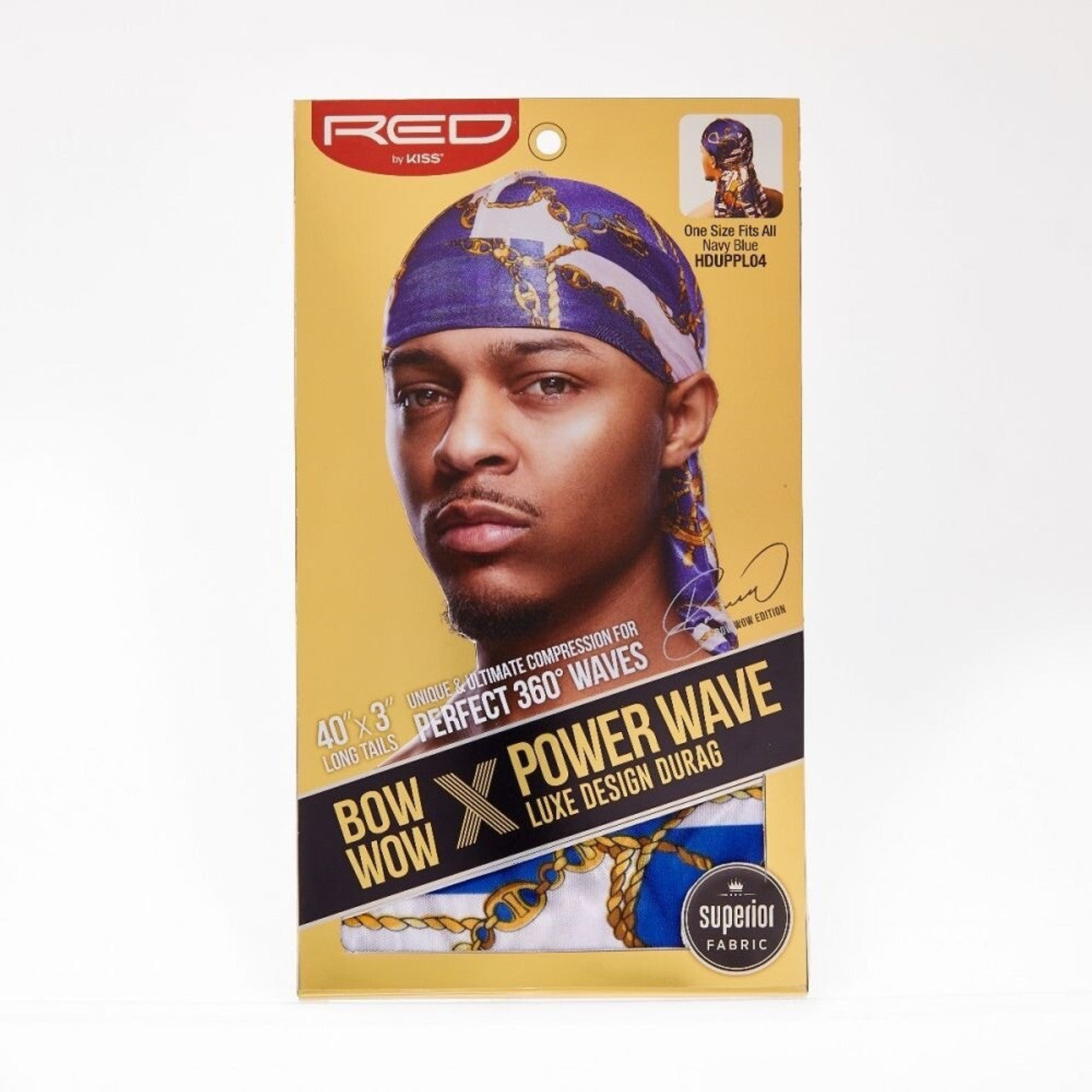 Red by Kiss Bow Wow X Power Wave Luxe Design Durag - Navy Blue - #HDUPPL04