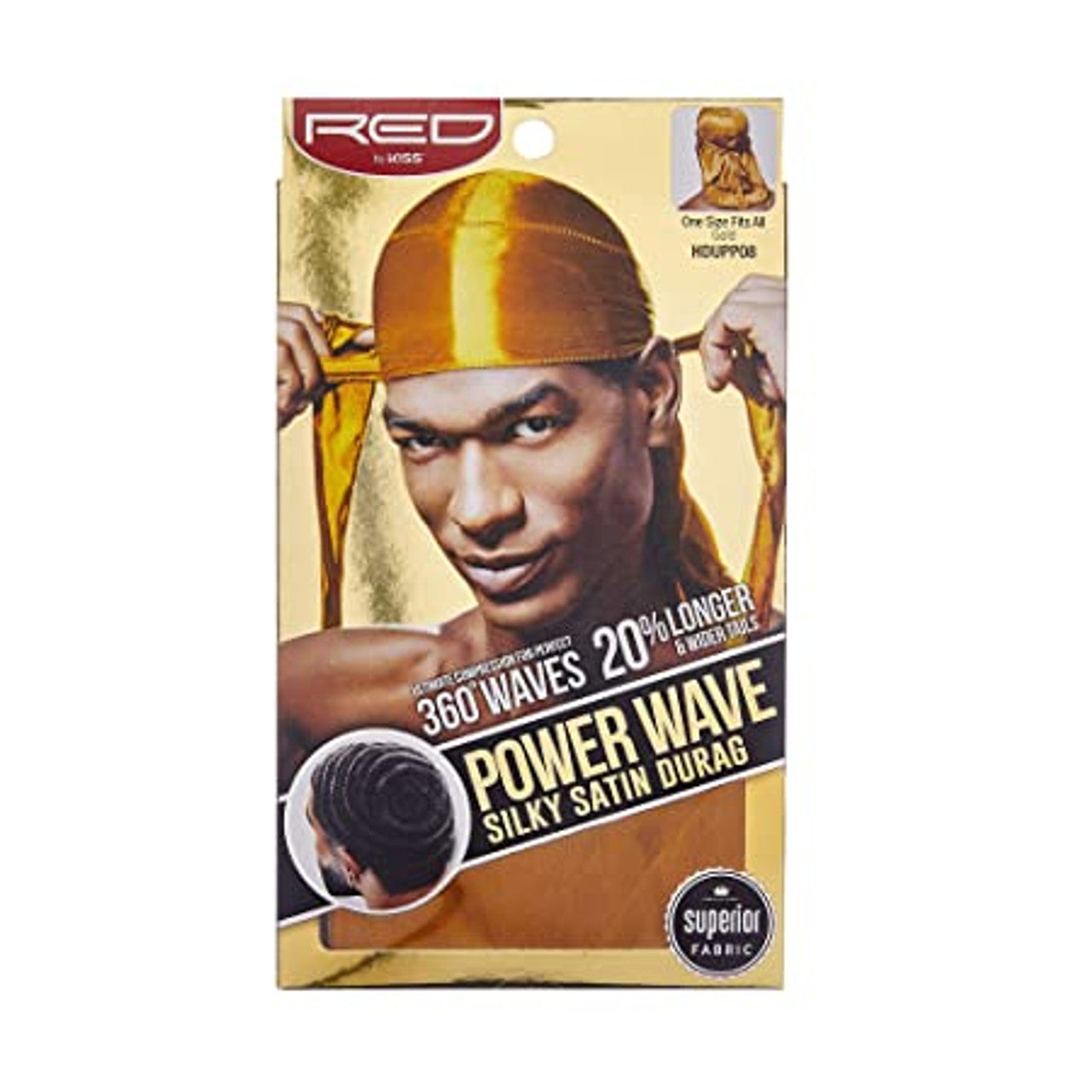 Red by Kiss Power Wave Silky Satin Durag - Gold - #HDUPP08
