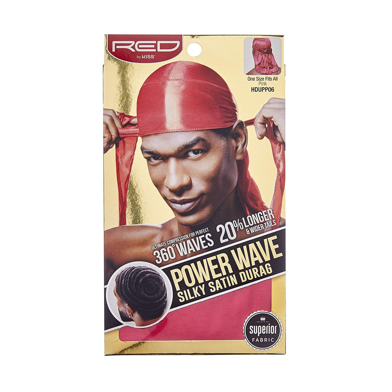 Red by Kiss Power Wave Silky Satin Durag - Pink - #HDUPP06