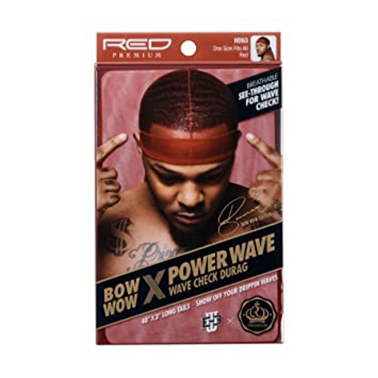 Red Premium Bow Wow X Power Wave Wave Check Durag - Red - #HD63