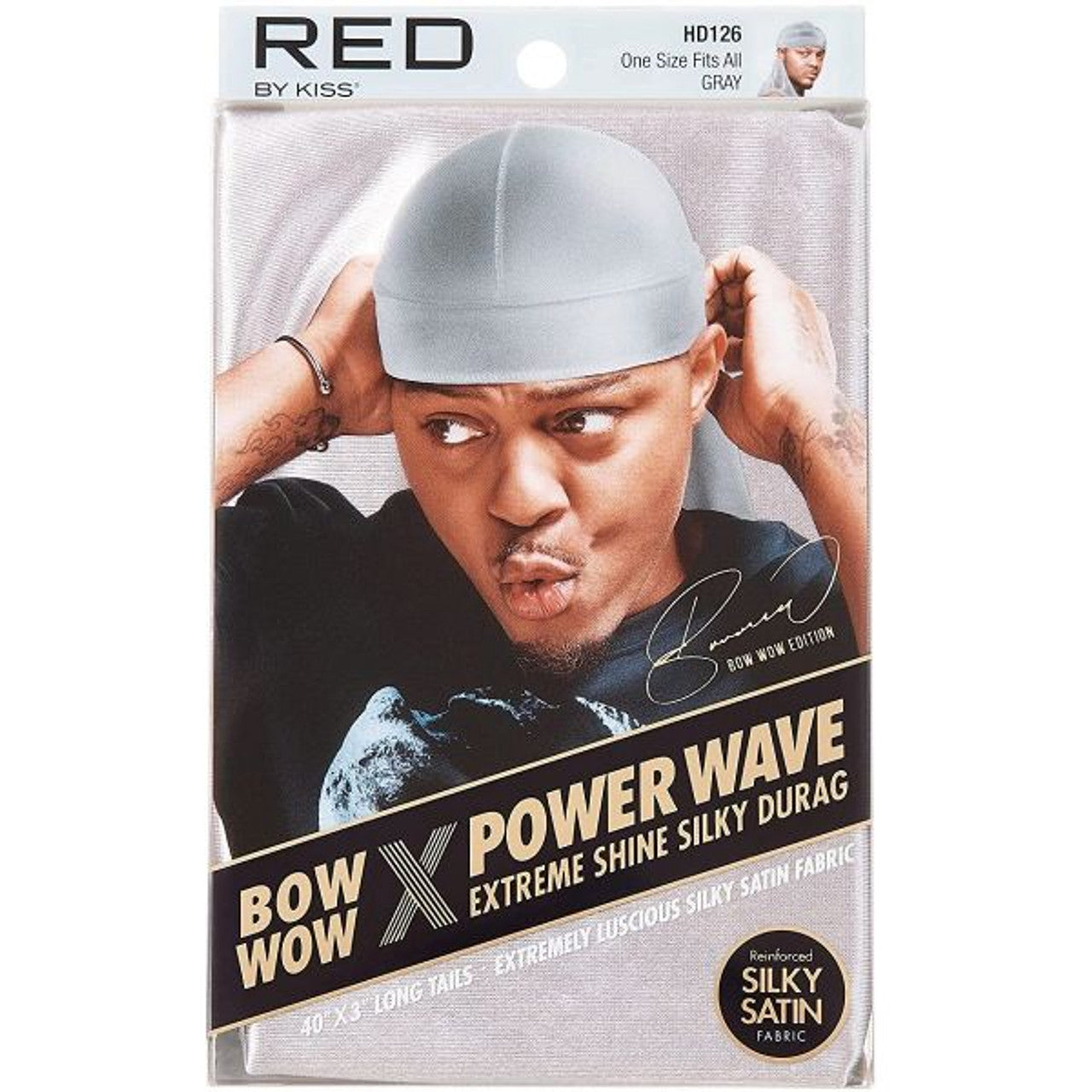 Red by Kiss Bow Wow X Power Wave Extreme Shine Silky Durag - Gray - #HD126