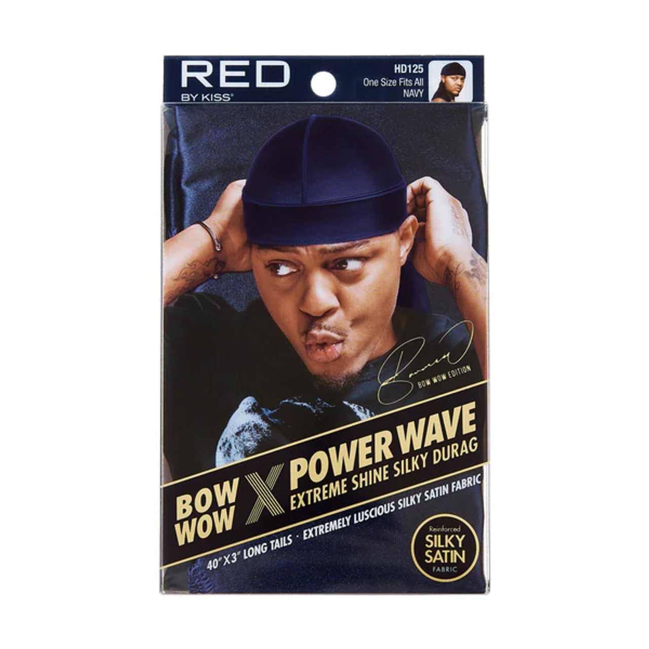 Red by Kiss Bow Wow X Power Wave Extreme Shine Silky Durag - Navy Blue - #HD125