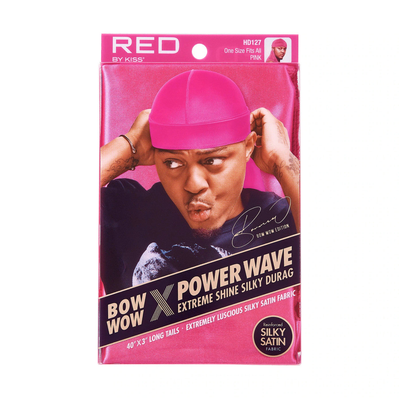 Red by Kiss Bow Wow X Power Wave Extreme Shine Silky Durag - Pink - #HD127