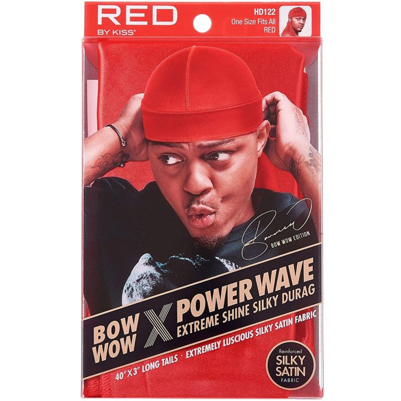 Red by Kiss Bow Wow X Power Wave Extreme Shine Silky Durag - Red - #HD122
