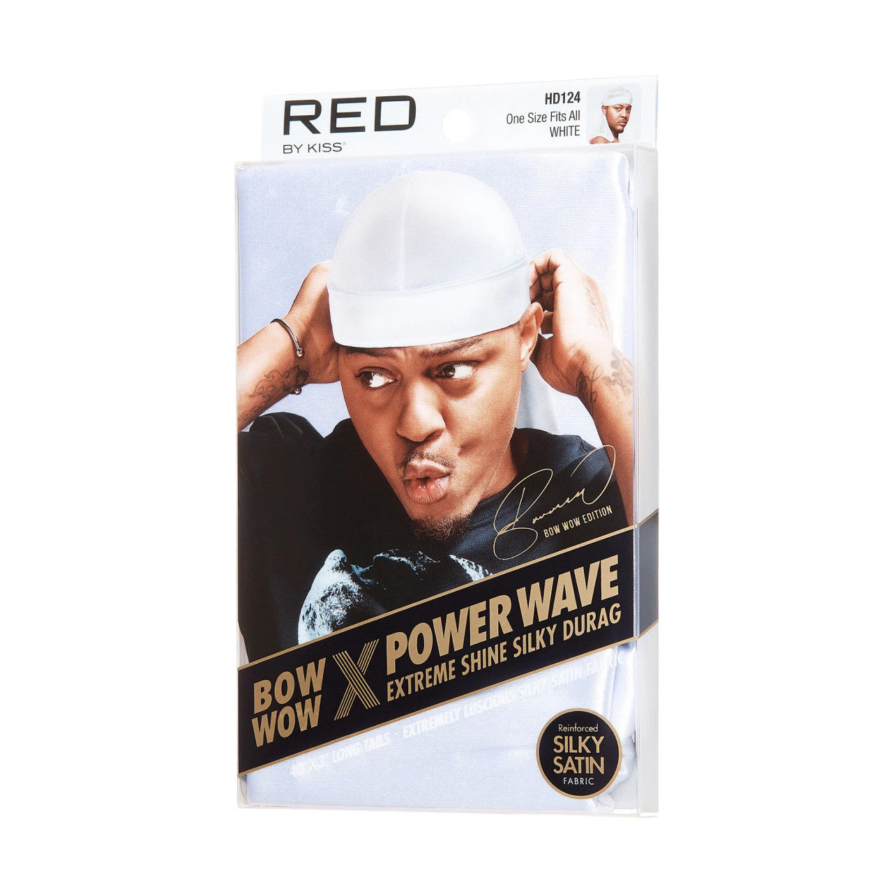 Red by Kiss Bow Wow X Power Wave Extreme Shine Silky Durag - White - #HD124