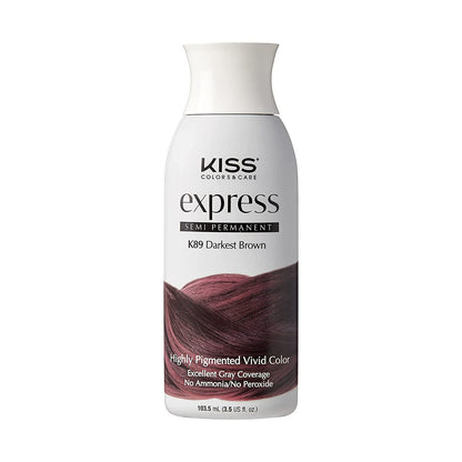 Kiss Express Color Semi-Permanent Hair Color - Darkest Brown - 3.5oz.