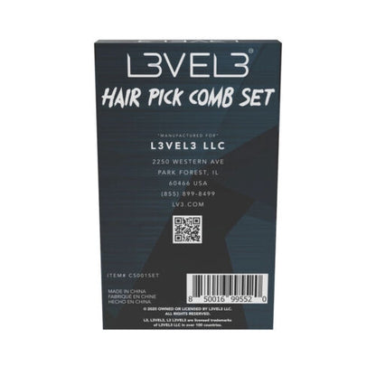 L3VEL 3 Hair Pick Comb Set - 2pc.