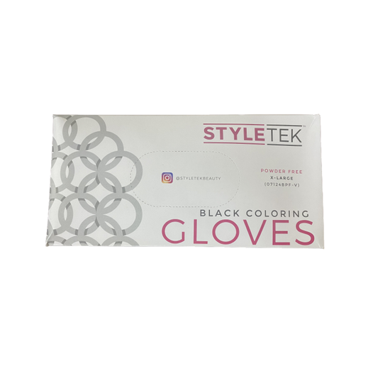 StyleTek Professional Powder Free Vinyl Coloring Gloves - X-Large - Black - 100ct.