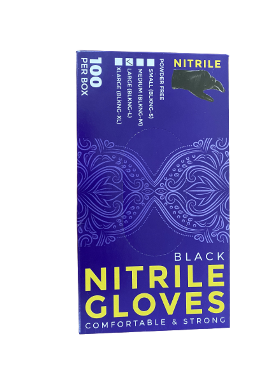 Styletek Professional Nitrile Gloves - Black - Large - 100ct.